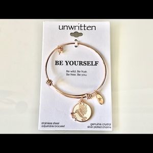 Hummingbird Bangle Bracelet in Rose Gold-Tone